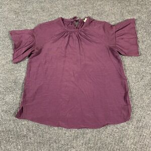 Loft Top Womens Extra Small Purple‎ Short Sleeve Lightweight Tie Up Comfort Cute